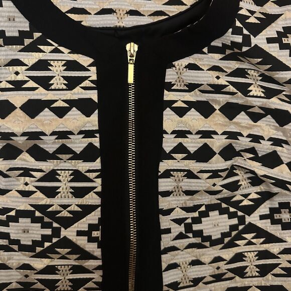 Roz & Ali Small Tribal Blazer Jacket - Black Gold White with Zip Detail - Picture 5 of 6